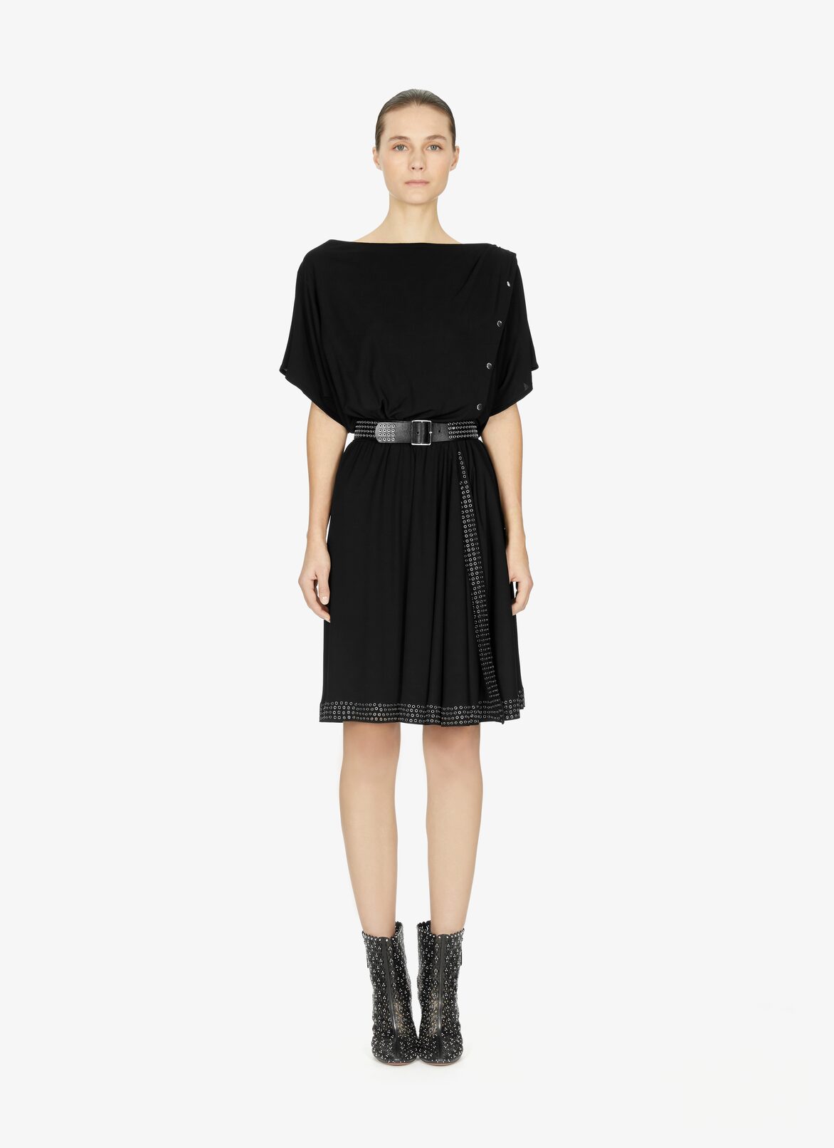 SHORT SLEEVE DRESS JERSEY FLUIDE BLACK ALAÏA BLACK SHORT SLEEVE DRESS JERSEY FLUIDE BLACK